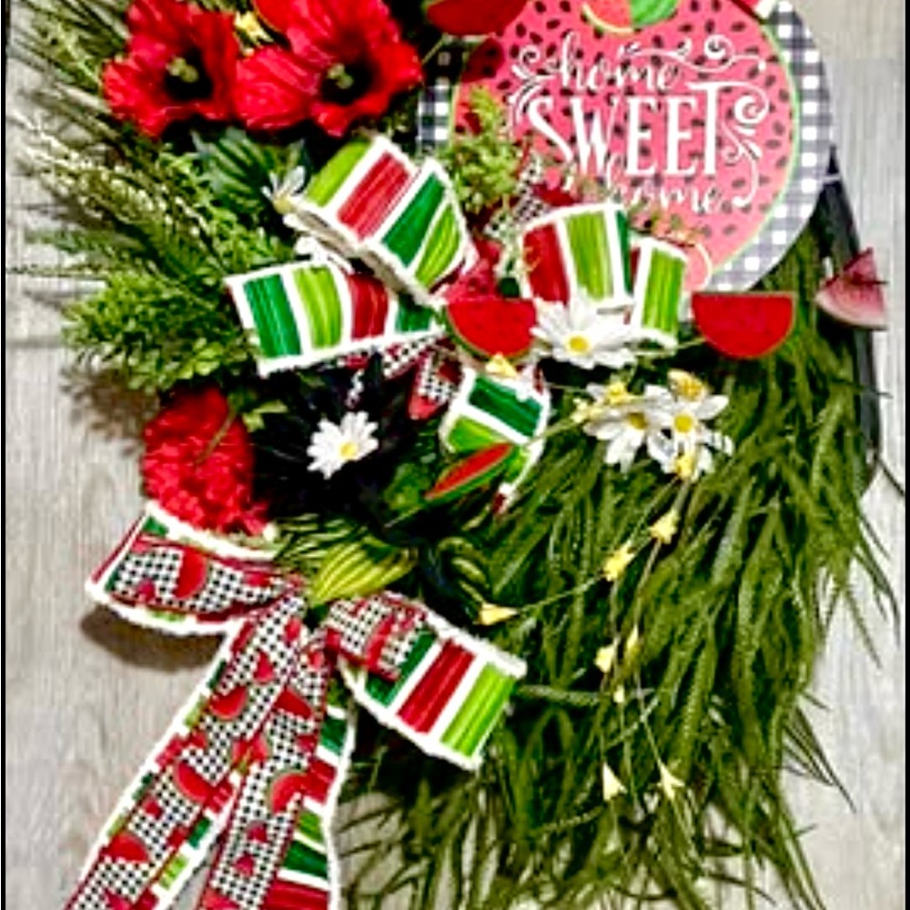 Festive Red and Green Summer Watermelon Wreath